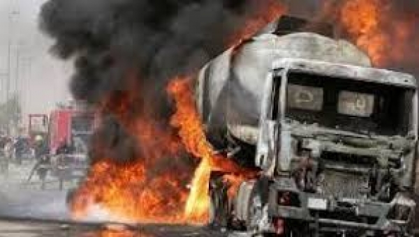 Two vehicles burn as petrol tanker catches fire in Ogun